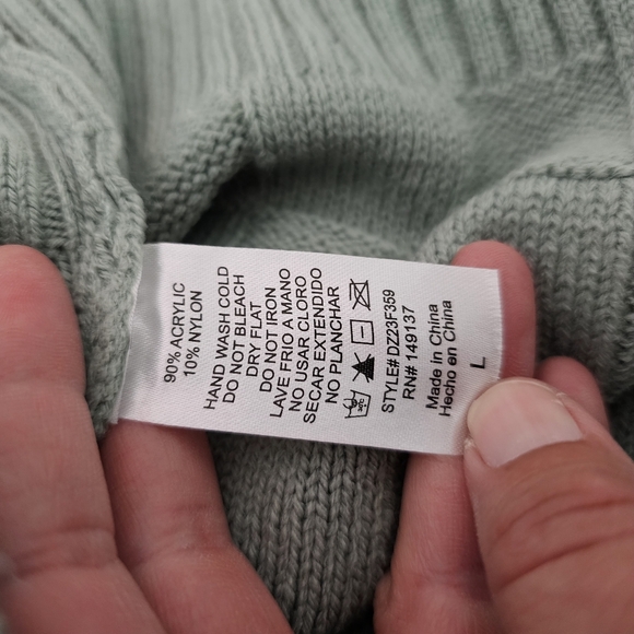 Double Zero Sage Basketweave Cropped Oversized Crewneck Sweater Size Large - Picture 7 of 7